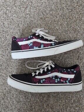 VANS Ward Romantic‎ Floral Rose Print Sneakers Low Skate Shoes Womens Size 9.5